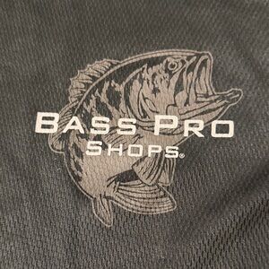 Bass Pro Shops Black Tee with Gray Fish Logo- size medium